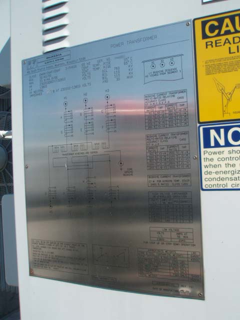 Supplied Waukesha transformer nameplate; technical text requires a clearer original
